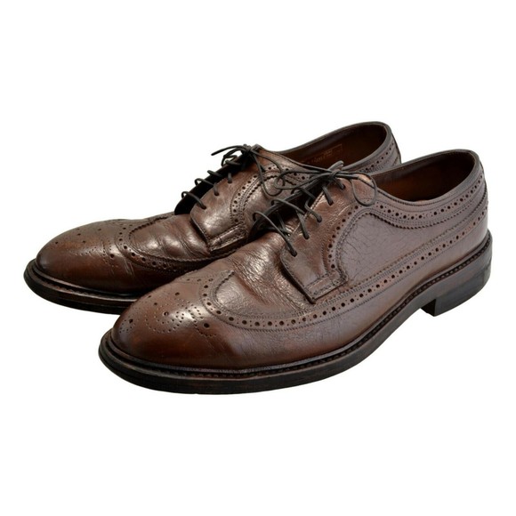 HY-TEST Steel Toe Safety Shoes Brown Leather Wing Tip Full Brogue Men\'s Size 9D main image 4